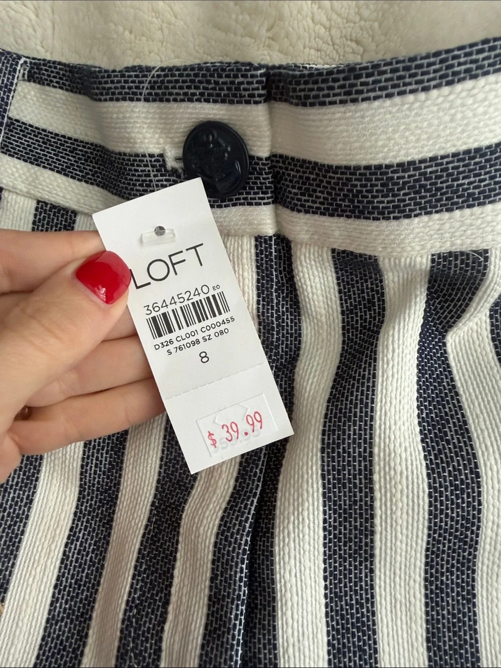 LOFT Navy and White Striped Women’s Shorts